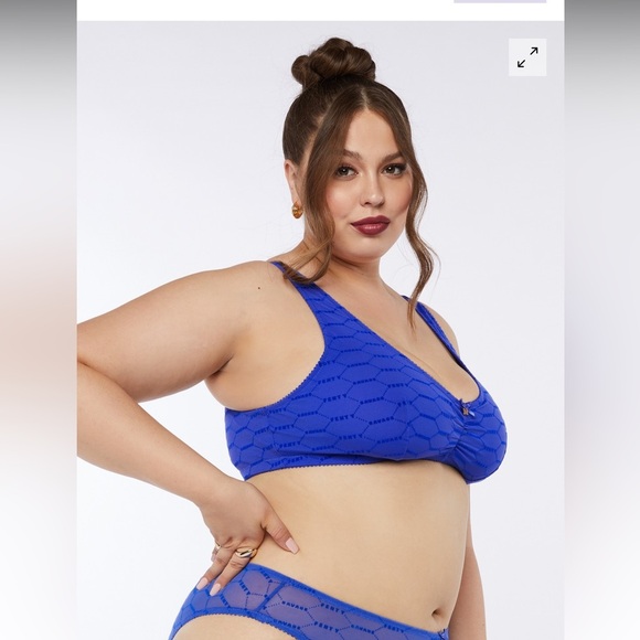 NWT SAVAGE X FENTY FLOCKED LOGO BRALETTE Size 3X Colbalt Blue Cafe - Picture 3 of 11